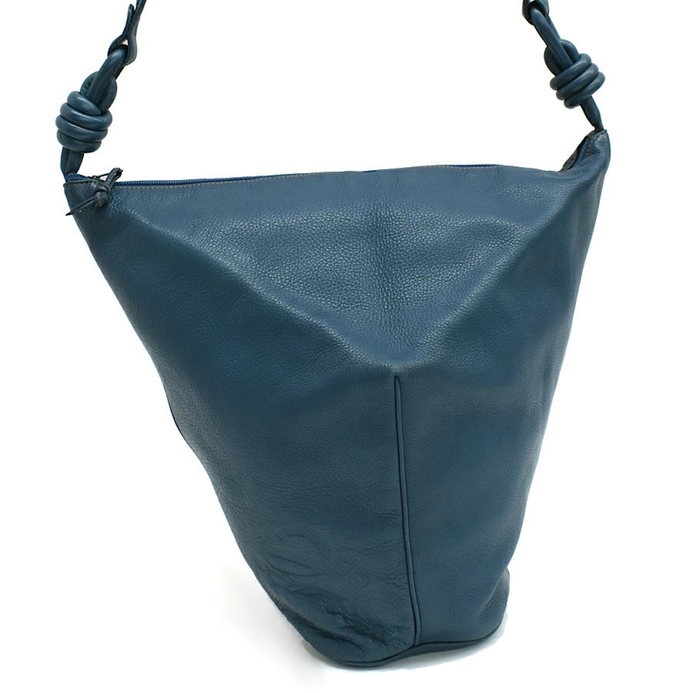Loewe Crossbody Bag Leather Embossed Knot Anagram Deep Blue